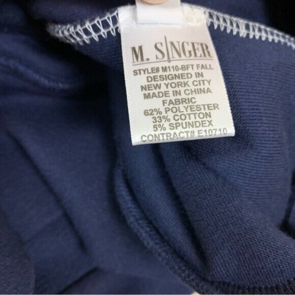 M Singer Navy Blue Full Zip Bomber Jacket Mens Large Classic Casual Streetwear - Picture 6 of 6